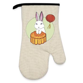 Gâteau de lune Lapin - Gant de cuisine avec revêtement en caoutchouc - lin/noir  - Devant