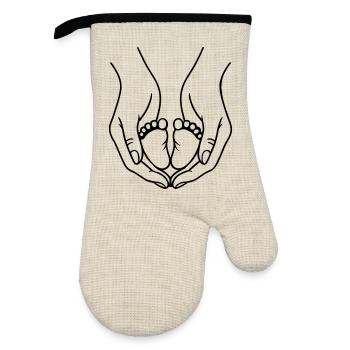 Logo Hands Holding Baby Feet - Oven glove with rubber coating - linen/black  - Front