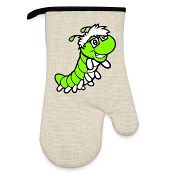 Nerd Caterpillar Intelligent Geek Worm Horn-rimmed Glasses Smart - Oven glove with rubber coating - linen/black  - Front