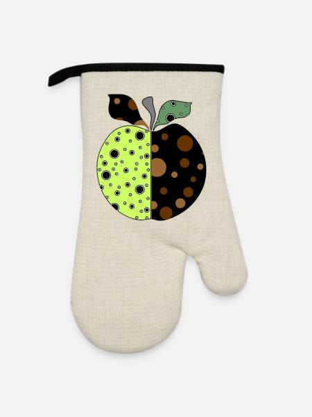 Apfel - Ofenhandschuh mit Gummibeschichtung - Leinen/Schwarz 