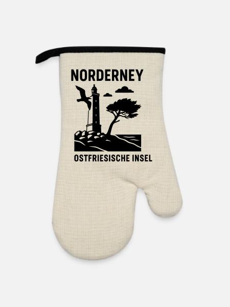 norderney ostfriesland - Ofenhandschuh mit Gummibeschichtung - Leinen/Schwarz