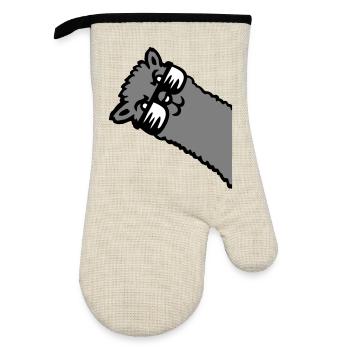 Llama Alpaca Head Sunglasses Cool Gray Funny Cute - Oven glove with rubber coating - linen/black  - Front