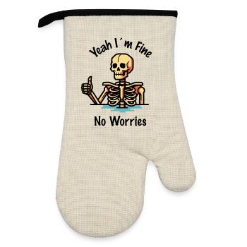 Im fine no worries - Ofenhandschuh mit Gummibeschichtung - Leinen/Schwarz  - Vorne