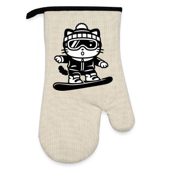 Snowboard Cat - Gant de cuisine avec revêtement en caoutchouc - lin/noir  - Devant