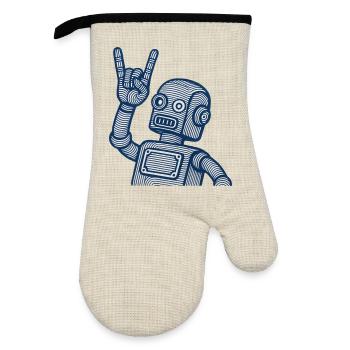Décors de cuivres de robots rétro - Gant de cuisine avec revêtement en caoutchouc - lin/noir  - Devant