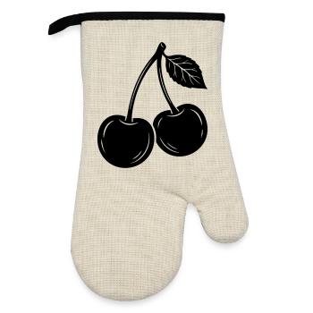Cherry Pair Silhouette - Oven glove with rubber coating - linen/black  - Front