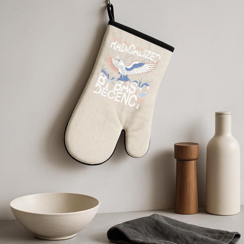 Radicalized by Basic Decency Statement Art Oven glove with rubber coating