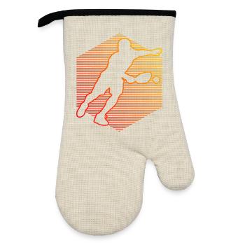 Idée de joueur de pickleball pour les fans d’athlètes de pickleball - Gant de cuisine avec revêtement en caoutchouc - lin/noir  - Devant