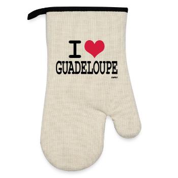 J'aime la guadeloupe - couleurs personnalisables - Gant de cuisine avec revêtement en caoutchouc - lin/noir  - Devant