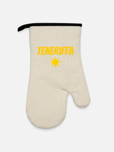 Teneriffa Souvenir mit Sonne - Ofenhandschuh mit Gummibeschichtung - Leinen/Schwarz 