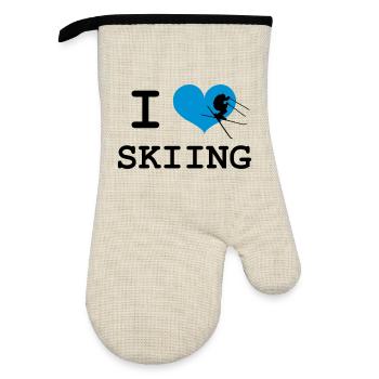 I Love Skiing - Gant de cuisine avec revêtement en caoutchouc - lin/noir  - Devant