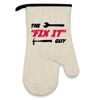 The "Fix it" Guy 🔨 - Oven glove with rubber coating - linen/black  - Front