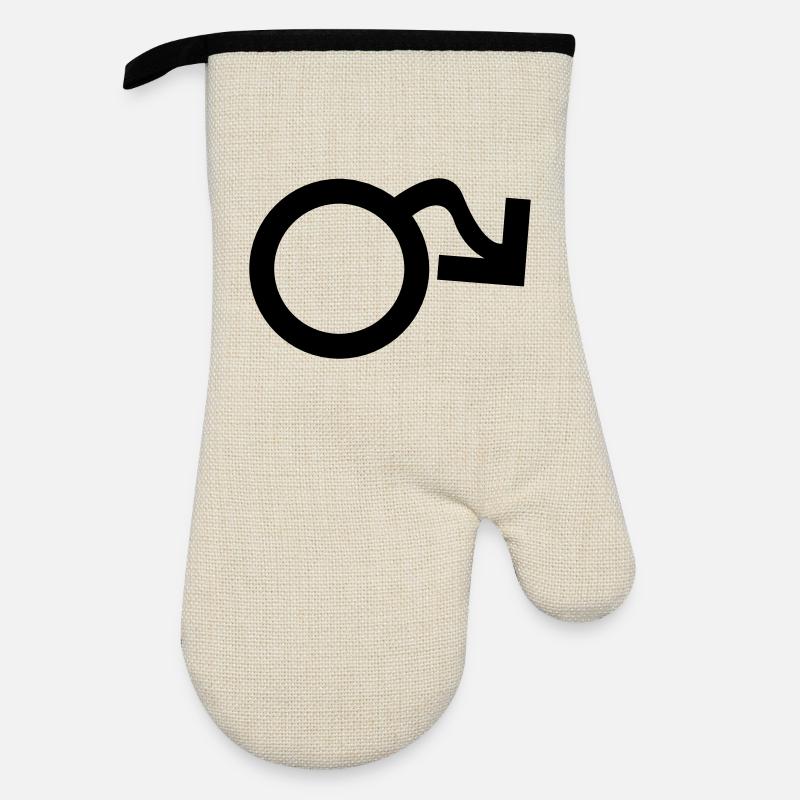 Symbol männlich hängend - Ofenhandschuh mit Gummibeschichtung - Leinen/Schwarz 