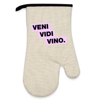 Veni Vidi Vino - Ofenhandschuh mit Gummibeschichtung - Leinen/Schwarz  - Vorne