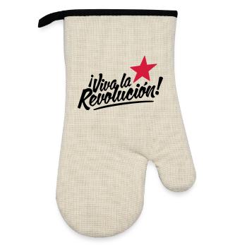 viva la revolucion - revolution! - Ofenhandschuh mit Gummibeschichtung - Leinen/Schwarz  - Vorne