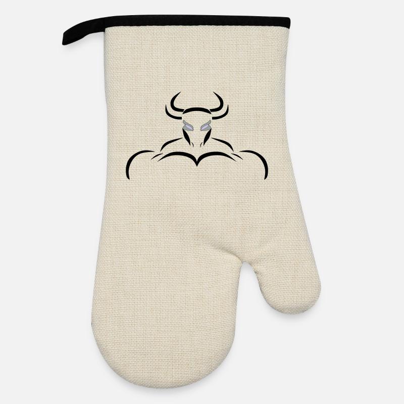 Alpha-Taurus - Ofenhandschuh mit Gummibeschichtung - Leinen/Schwarz 