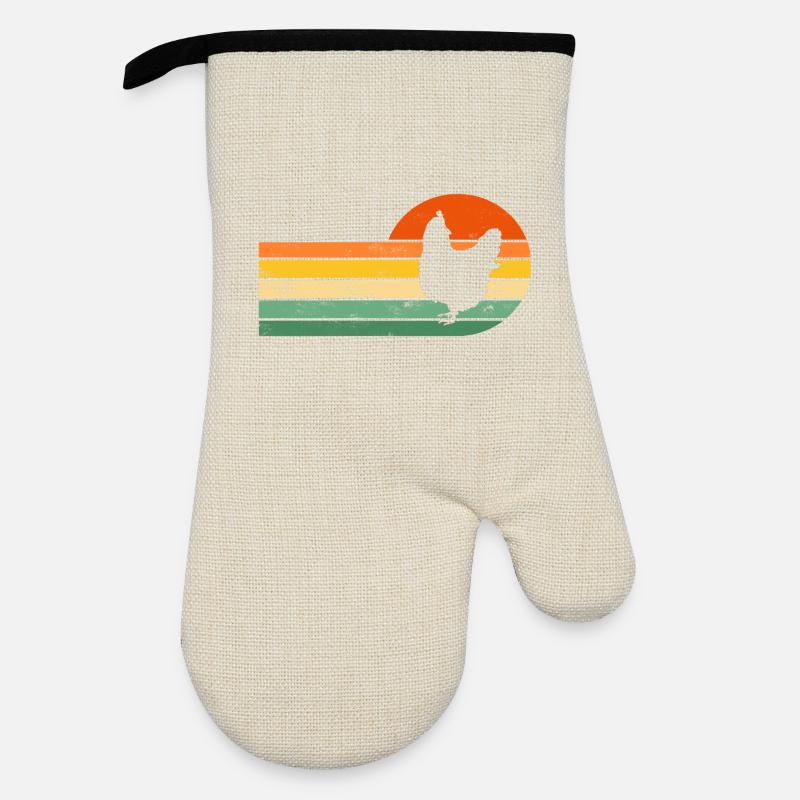 Chicken chickens - Oven glove with rubber coating - linen/black 