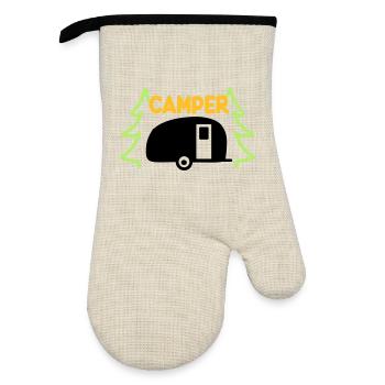 Camper - ready for vacation - Oven glove with rubber coating - linen/black  - Front