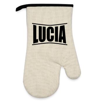 nom t-shirt Lucia t-shirt idée cadeau - Gant de cuisine avec revêtement en caoutchouc - lin/noir  - Devant