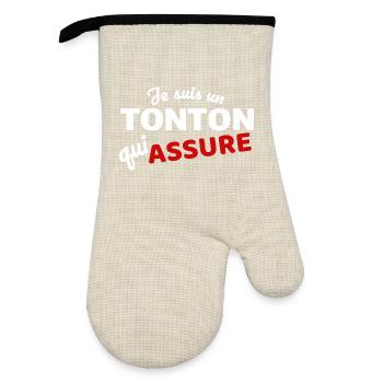 I'm an uncle who makes sure - Oven glove with rubber coating - linen/black  - Front