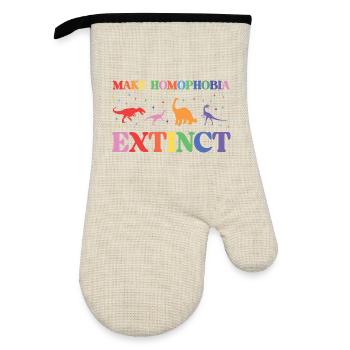 LGBTQ Pride Month - Make Homophobia Extinct - Oven glove with rubber coating - linen/black  - Front