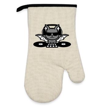 DJ Bat Headphones Mixer Halloween Party - Oven glove with rubber coating - linen/black  - Front