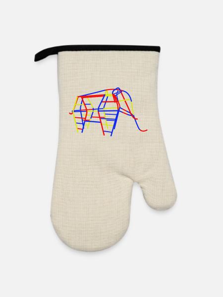 DDR Kletterelefant - Ofenhandschuh mit Gummibeschichtung - Leinen/Schwarz 