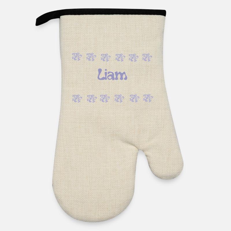 Liam Lavender Bubbles - Ofenhandschuh mit Gummibeschichtung - Leinen/Schwarz 