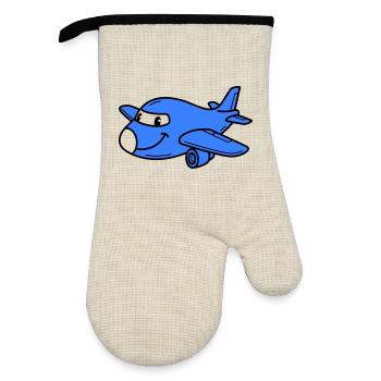 Airplane Kids - Oven glove with rubber coating - linen/black  - Front