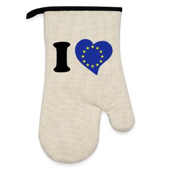 I love EU - Oven glove with rubber coating - linen/black  - Front