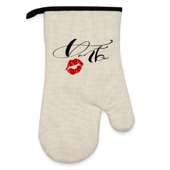 Thank you - Oven glove with rubber coating - linen/black  - Front