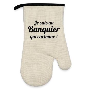 Je suis un banquier qui cartonne - Gant de cuisine avec revêtement en caoutchouc - lin/noir  - Devant