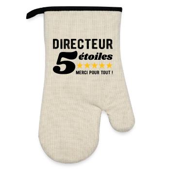 Cadeau Directeur 5 Étoiles - Merci pour tout ! - Gant de cuisine avec revêtement en caoutchouc - lin/noir  - Devant