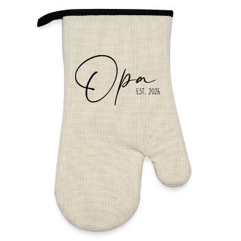 Grandpa Est 2026 - Oven glove with rubber coating - linen/black  - Front