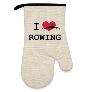 I Love Rowing - Gant de cuisine avec revêtement en caoutchouc - lin/noir  - Devant