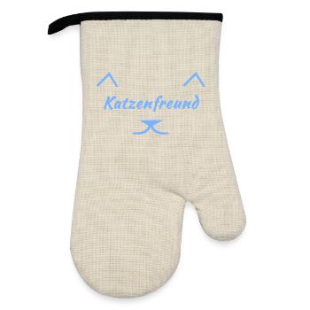 Katzenfreund V2, closing, Typographie - Ofenhandschuh mit Gummibeschichtung - Leinen/Schwarz  - Vorne