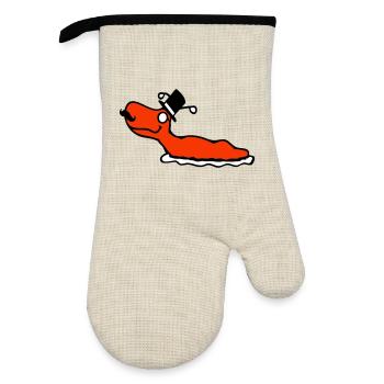 Mr Snail Sir Cylinder Monocle Rich Wealthy - Oven glove with rubber coating - linen/black  - Front