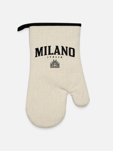 Milano Gothic Skyline Italien - Ofenhandschuh mit Gummibeschichtung - Leinen/Schwarz