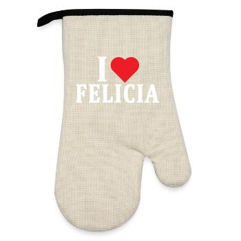 t-shirt I love Felicia t-shirt gift idea - Oven glove with rubber coating - linen/black  - Front