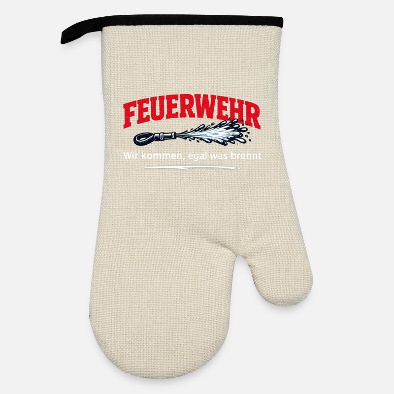 Feuerwehr Einsatz Wir kommen - Ofenhandschuh mit Gummibeschichtung - Leinen/Schwarz