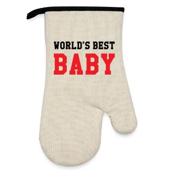 Best Baby in the World - Birth - Child - Oven glove with rubber coating - linen/black  - Front