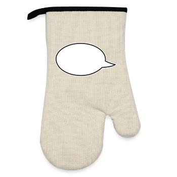 Speech Bubbles Comic Links - Oven glove with rubber coating - linen/black  - Front