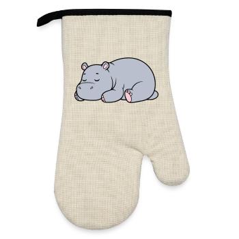 Hippopotame endormi Vecteur paresseux fatigué - Gant de cuisine avec revêtement en caoutchouc - lin/noir  - Devant