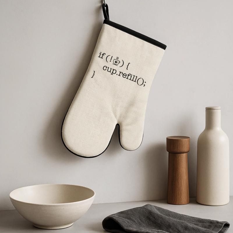 Coffee code software developer humor Oven glove with rubber coating