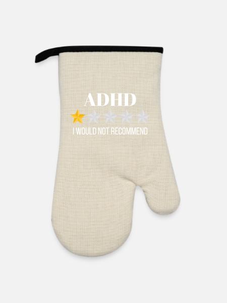 Innovatives Grafikdesign für ADHS-Bewusstsein - Ofenhandschuh mit Gummibeschichtung - Leinen/Schwarz