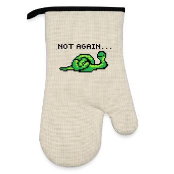 pixelart snake - Oven glove with rubber coating - linen/black  - Front