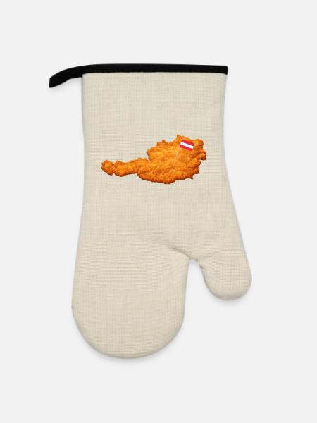 Schnitzel Österreich Form Essen - Ofenhandschuh mit Gummibeschichtung - Leinen/Schwarz