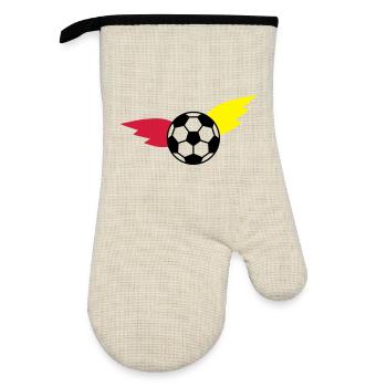 Soccer Flying Ball Flag Championship - Oven glove with rubber coating - linen/black  - Front