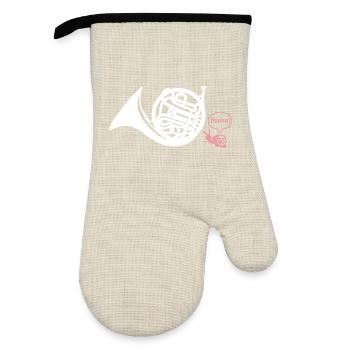 Waldhorn Hornist - Ofenhandschuh mit Gummibeschichtung - Leinen/Schwarz  - Vorne