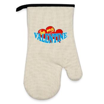 Valentine - Oven glove with rubber coating - linen/black  - Front